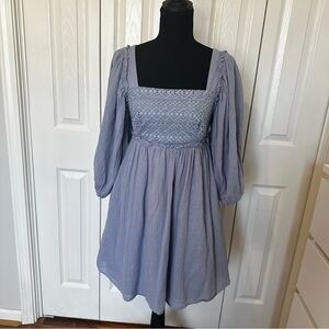 Listicle Dusty Blue Midi Dress Boho style with Lace Detail Size Small